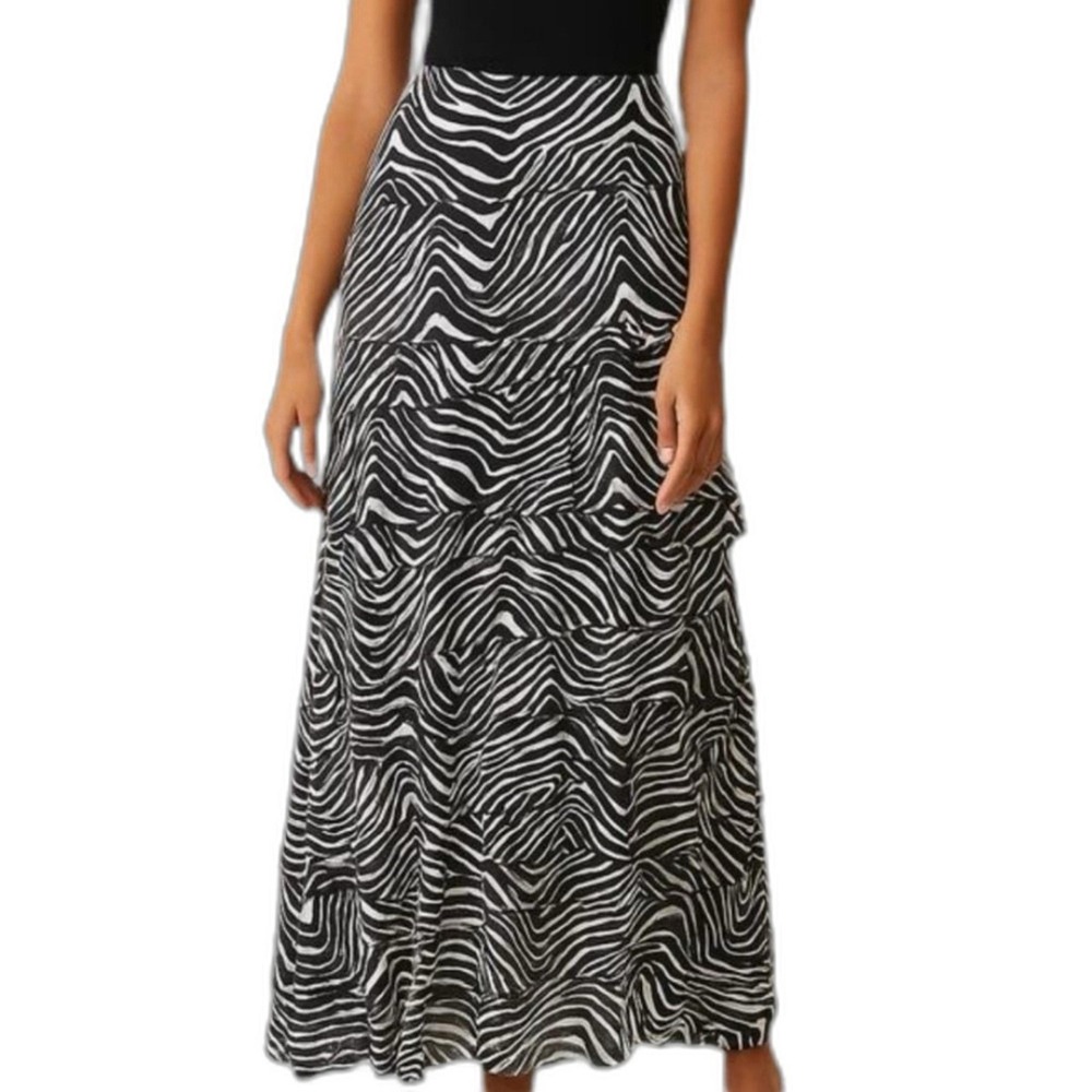 Soft Surroundings Maxi Skirt Tiered Size Small‎ Zebra Print Y2K Stretch
